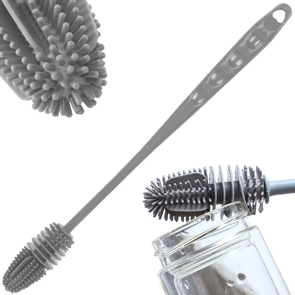 Brosse pour laver les bouteilles, les verres, les laveurs en silicone, longue et fine