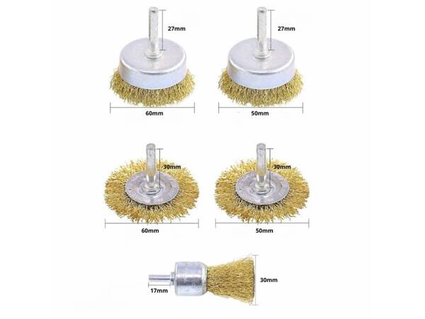 Brosses métalliques en laiton pour tournevis set de 5 pièces différentes tailles