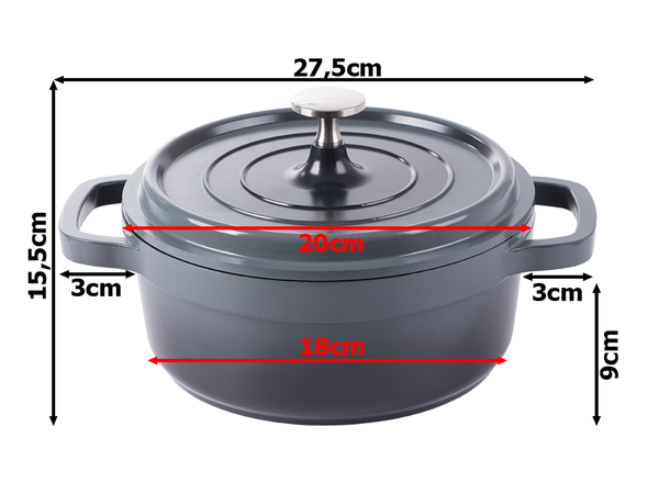 Casserole plateau de cuisson couvercle 2.2l induction aluminium