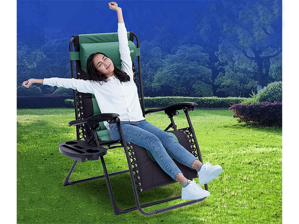 Chaise longue de jardin pliante coussin de gravité renforcé doux