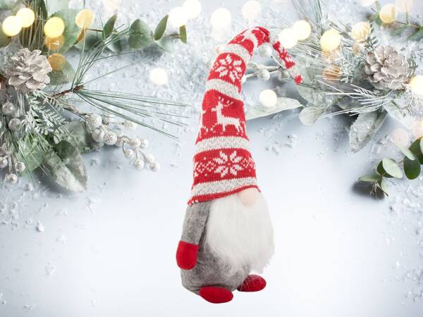 Christmas GHOST Gnome gris avec barbe de sapin de Noël 48cm Soft