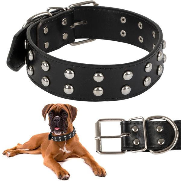 Collier chien clouté cuir eco réglable l