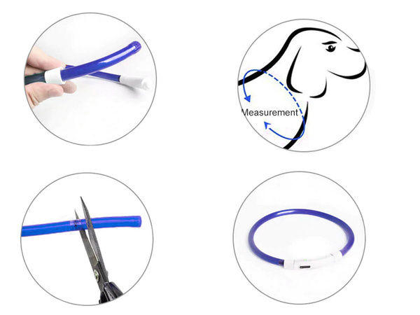 Collier d'éclairage led pour chiens et cats imperméable réglable 47cm usb