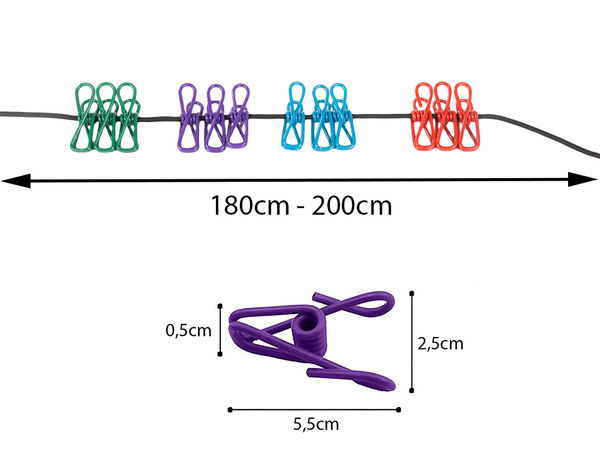 Corde à linge élastique 12 pinces à linge pinces à linge touriste