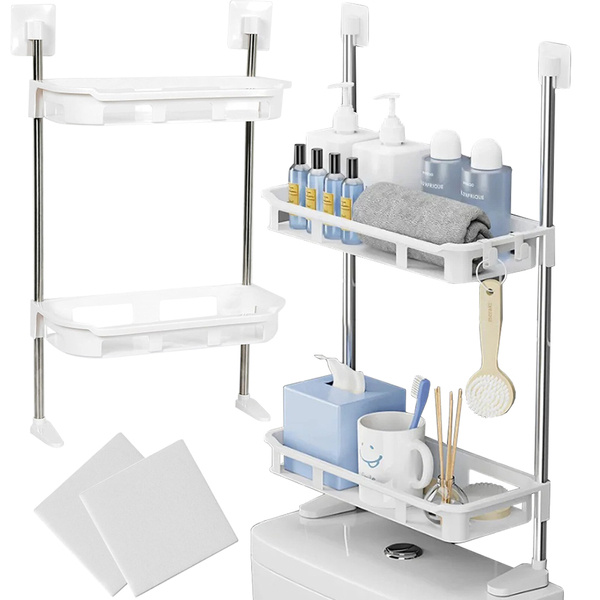 Étagère de salle de bain au-dessus du siège de toilette wc sur pied 2 étagères étagère de toilette