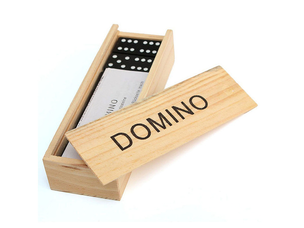 Jeu de dominos en bois dans une boîte 28 pièces