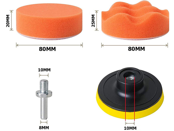 Jeu d'éponges de polissage pour perceuse 80mm