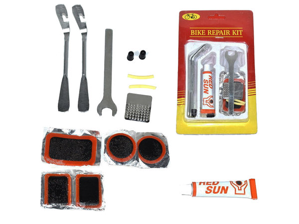 Kit de vulcanisation pour chambres à air de vélo patchs de réparation avec cuillères colle