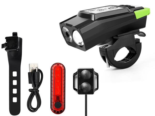 Lampe avant arrière led vélo compteur sans fil klaxon 3in1