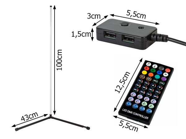 Lampe de sol rgb led night sittery aplication 1m