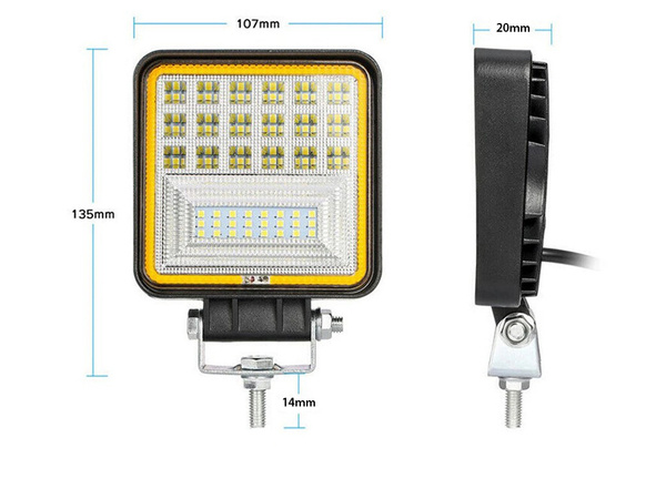 Lampe de travail 42 led halogen 126w 12v-24v cree