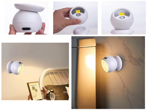 Lampe led cob 360 fonctionnant sur batterie aimantée sans fil détecteur de mouvement nuit