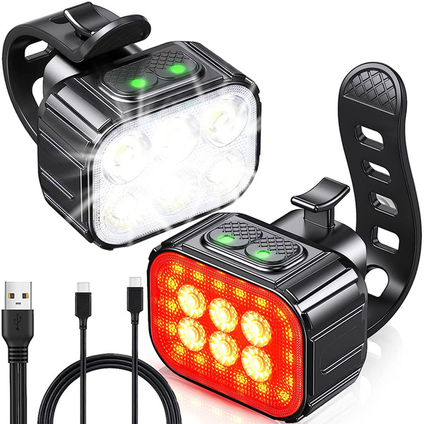 Lampe led vélo arrière avant set usb pour guidon vélo batterie rechargeable