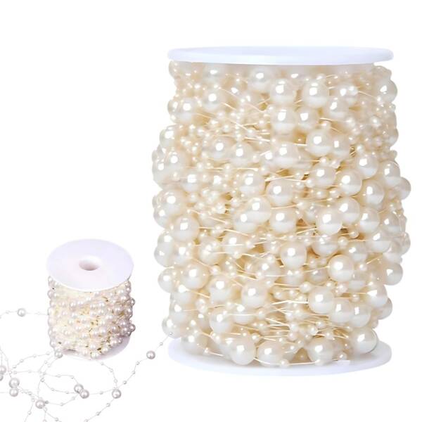 Perle blanche chandelier perles arbre de noël bobine 10mm 5m