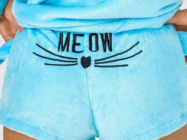 Pyjama chaud pour femmes deux pièces avec capuche en peluche douce short l