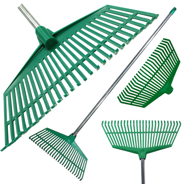 Râteau de jardin pour feuilles de gazon tige aluminium plastique légère 40cm