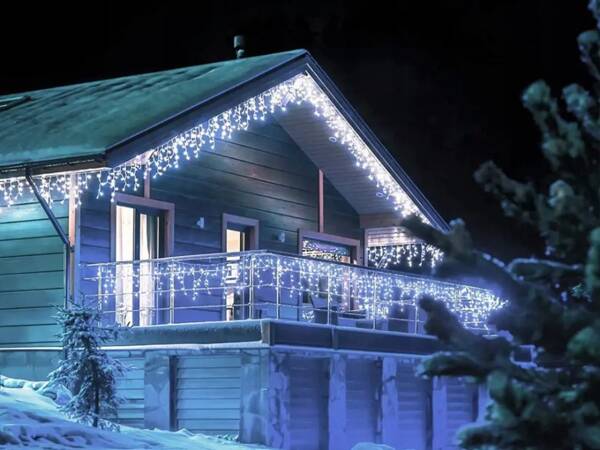 Rideau lumineux guirlande de noël décoration 300 led froid ip44