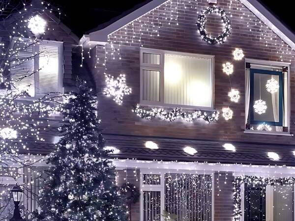 Rideau lumineux guirlande de noël décoration 500 led froid ip44