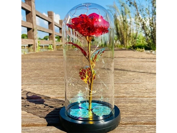 Rose éternelle en verre cadeau led rgb lumineuse verre rouge pour l'occasion