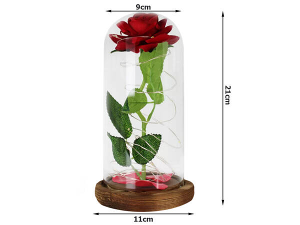 Rose éternelle en verre rouge cadeau lumineux pour une occasion pour femmes