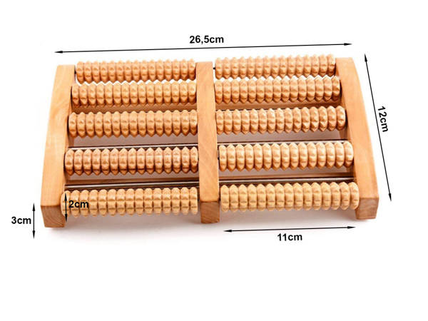 Rouleau massant traditionnel en bois pour les pieds 2x5