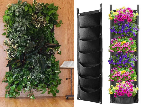 Sac à plantes vertical en feutre 7 poches pour la décoration des semis