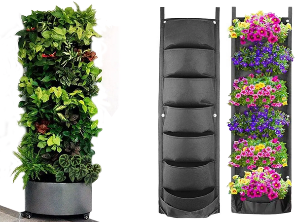 Sac à plantes vertical en feutre 7 poches pour la décoration des semis