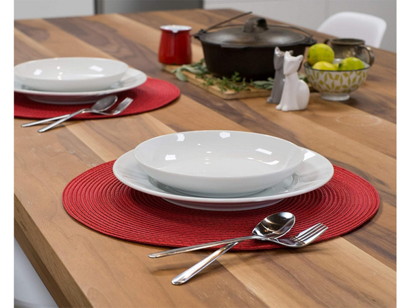 Set de table assiette ronde cuisine plaid tapis de table bordeaux