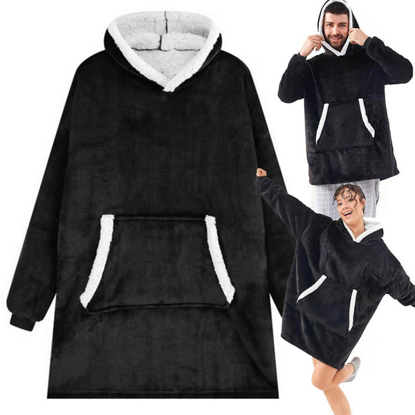 Sweat-shirt chaud couverture oversize xxl 2in1 fourrure épaisse douce robe de chambre à capuche