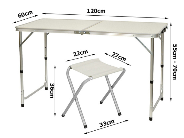 Table de tourisme table de camping pliante grande 4 chaises valise