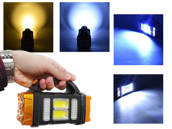 Torche solaire portable rechargeable led cob powerbank projecteur