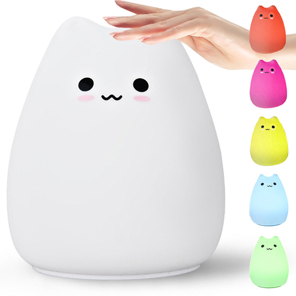 Veilleuse led pour enfants rgb chat touch silicone