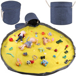 Bac à jouets blocs avec tapis sac organisateur bac à jouets avec couvercle poignées