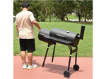 Gril de jardin grand baril de charbon de bois bbq smoker avec couvercle grille étagère roues