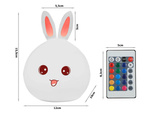 Lampe de chevet led lapin télécommandée rgb usb pour enfants