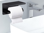 Porte-papier hygiénique avec tablette téléphone noir loft wc acier