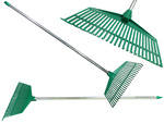 Râteau de jardin pour feuilles de gazon tige aluminium plastique légère 40cm