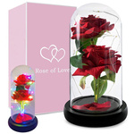 Rose éternelle en verre lumineuse led rgb cadeau d'occasion pour femme rouge