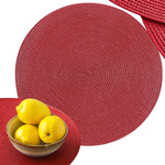 Set de table assiette ronde cuisine plaid tapis de table bordeaux