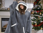 Sweatshirt chaud couverture oversize xxl 2in1 fourrure épaisse douce robe de chambre à capuche