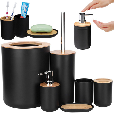 Badezimmer-set 6-in-1-badezimmer-toilette-toilettengriff-eimer schwarz set