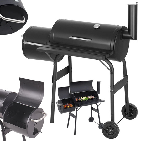 Gartengrill grosse holzkohle fass bbq smoker mit deckel rost regal räder