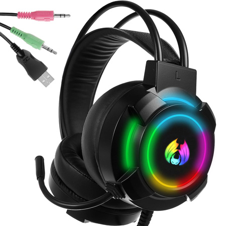 Kabelgebundene gaming kopfhörer led rgb mit mikrofon 5.1