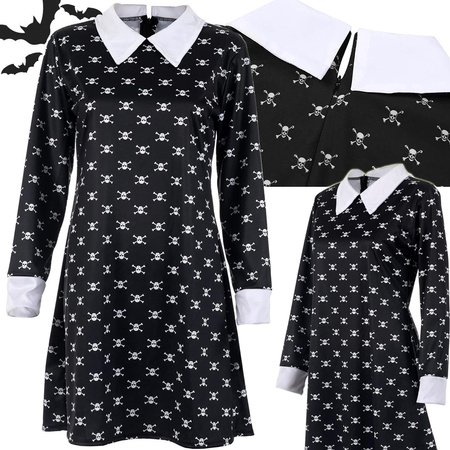 Kleid mittwoch addams kostüm kinder halloween verkleidung 125