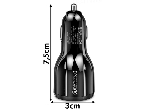 2xusb quickcharge 3.0 autoladegerät für zigarettenanzünderbuchsen