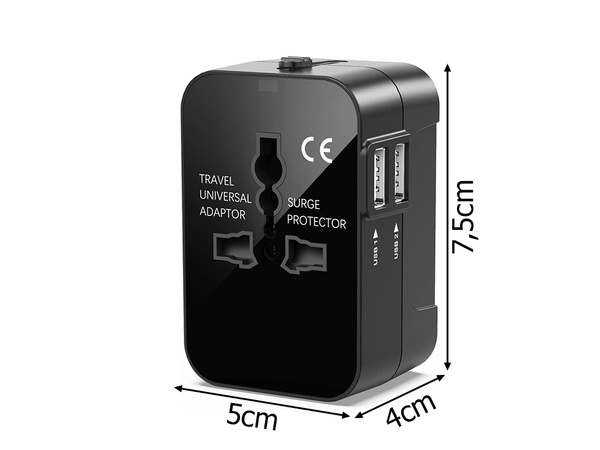 Adapter socket connector uk usa eu aus universal 2x usb worldwide