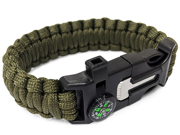 Armband survival-armband 5in1 kompass feuerstein seil messer paracord seil