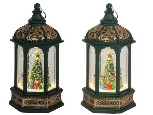 Led lantern weihnachtsbaumschmuck mit glitter