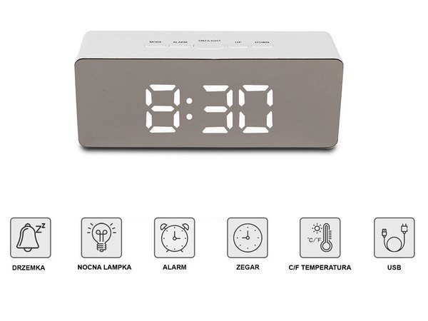 Led-wecker led-timer led-spiegel alarm datum 4in1