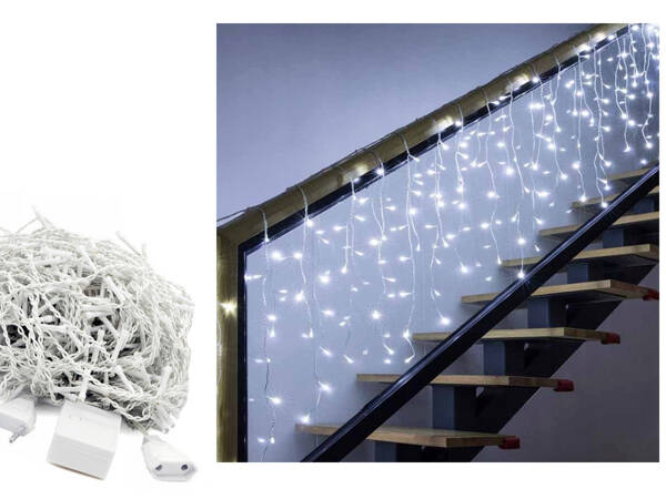 Lichtvorhang 300 led kaltweiss 10m kombiniert weihnachtsbaum lichtergirlande